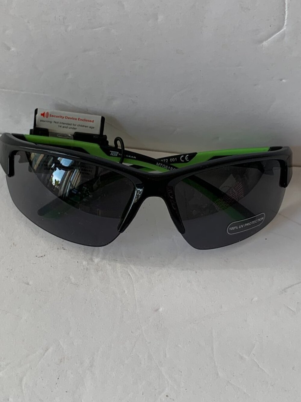 TEK GEAR SUNGLASSES BLACK/LIME 100% UV PROTECTION NEW MTG61SG21